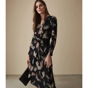Reiss Lita butterfly print twist front dress